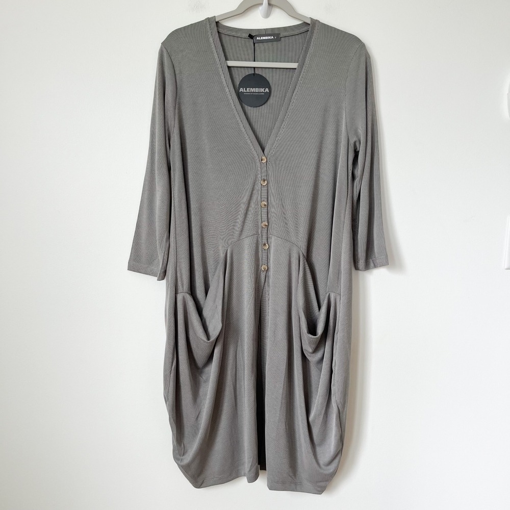 NEW Alembika Essential Draped Cocoon Jacket Fog‎ Womens 8-10
